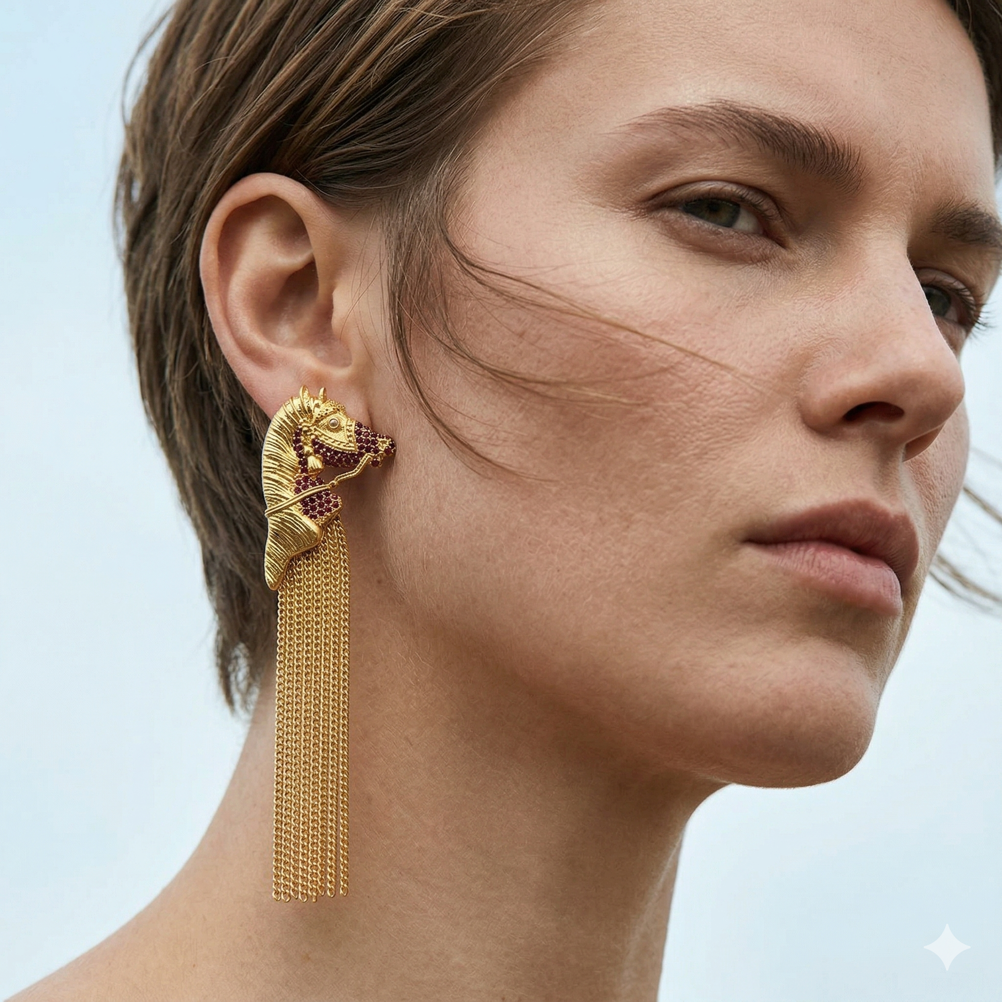 Editorial portrait, AI-generated campaign visual for Silver & Elegant.
